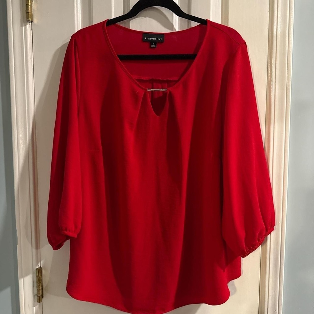 Fortune & Ivy Red Blouse 1x